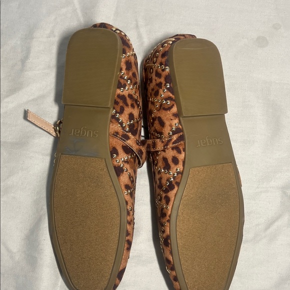 Sugar Leopard Print Flats with Stud Accents - Picture 3 of 4